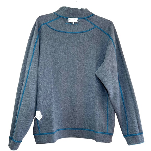 Tommy Bahama men’s reversible blue & grey ribbed quarter zip pullover sweater XL - Picture 11 of 16